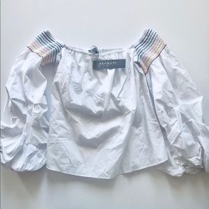 Greysn White Puffy Sleeve Off The Shoulder Blouse